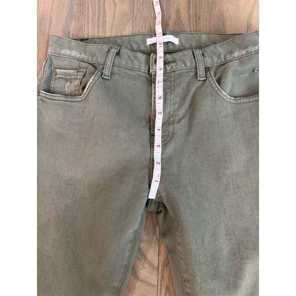 7 For All Mankind Jeans Womens 28 Olive Green Distressed Slim Straight - Picture 8 of 8